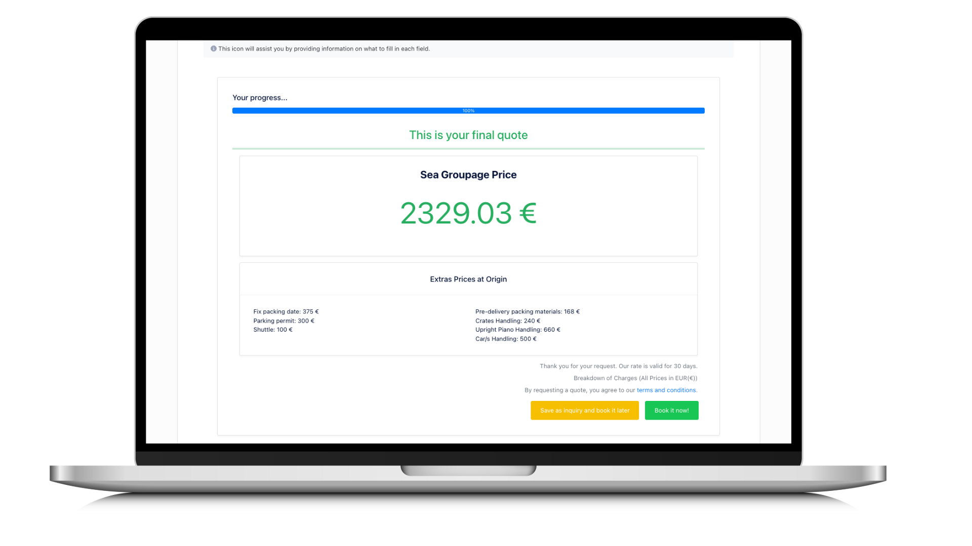 ByME Platform instant pricing for corporations