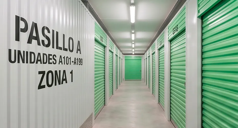 Pasillo de trasteros ByME en instalación segura